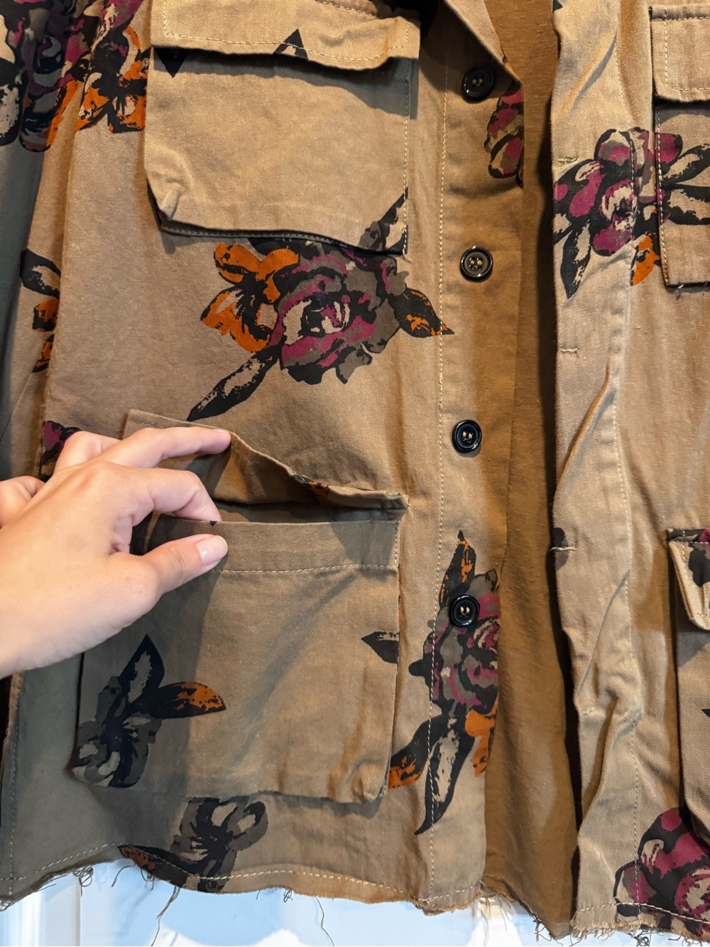 Jealous Tomato Floral Utility Jacket Raw Hem Medium - Picture 4 of 8